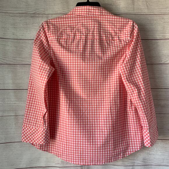 Taylor Investments Gold Label Pink White Gingham Check Button Up Shirt Size 6 - Picture 5 of 16